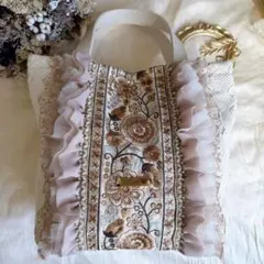 インド刺繍リボン　ミニトートバッグ