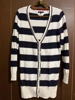 TOMMY HILFIGER ストライプ Vネックカーディガン Sサイズ