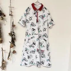 希少✨マンシングウェア ヒナペンギン ワンピース L ネイビー 総柄