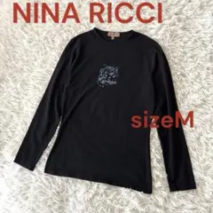 ♦︎美品ニナリッチ　胸元ロゴ　長め丈　ロンT カットソー　黒　サイズM-
