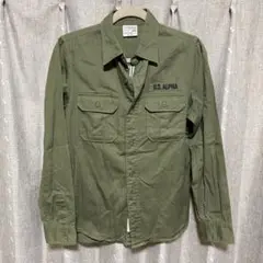 y091001 ALPHA INDUSTRIES ミリタリーシャツ　ポケット　M