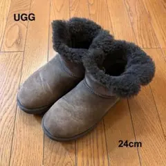 良品】UGG アグ ムートンブーツ ベイリーボタン 24cm チョコ ブラウン
