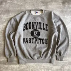 【90s】USA製 ラッセル スウェット XL グレー 前V 両面プリント