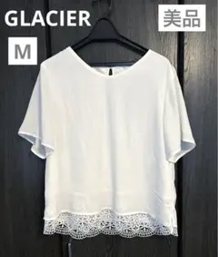 GLACIER グラシア　半袖　カットソー　ブラウス　トップス　レース　ホワイト