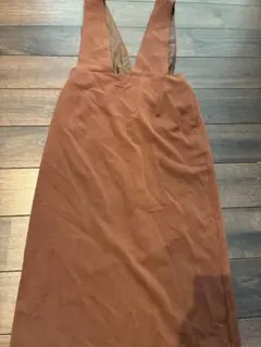 レディース　ロングスカート　フリーサイズ　ジャンバースカート　肩紐　スリット