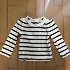 ストライプ 長袖カットソー 白とネイビー