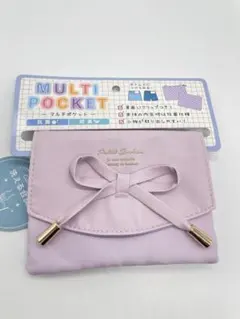 신품 미사용 移動ポケット マルチポケット パープル 洗える合皮 紐付き