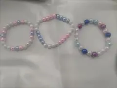 カラフルパール風ビーズブレスレット3点セット