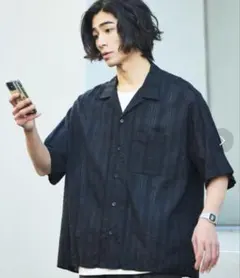 フリークスストア　リラックスフィット 総柄 ジャガード オープンカラーシャツのサムネイル