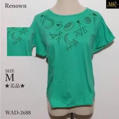 美品 Renown トップス 半袖 クルーネック 幾何学刺繍入り フレアスリーブのサムネイル