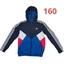 adidas フード付きウィンドブレーカー ネイビー　160