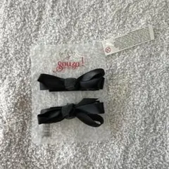 ヘアクリップ　ブラックリボン　 2個セット