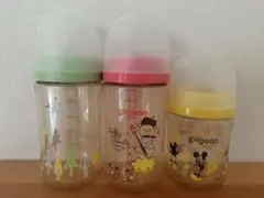 Pigeon◆母乳実感◆哺乳瓶◆プラスチック製◆3本セット◆木◆くま◆ミッキー柄