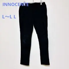 【INNOCENTE 】ストレッチ スリムパンツ ブラック L～LL ナイロン混