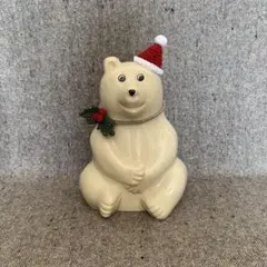 しろくま貯金箱　ヒイラギ　サンタ帽