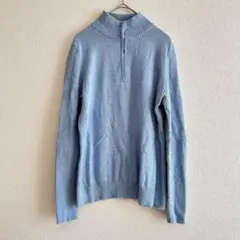 ハイネック ニット ライトブルー 【フリー】 水色 タートルネック ジップアップ