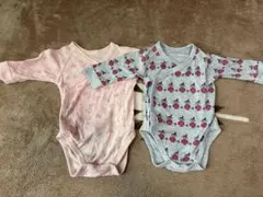 長袖ボディスーツ2枚セット（グレー・ピンク）