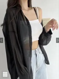 シースルーブラックボタンシャツ