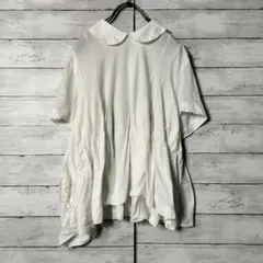 トリココムデギャルソン 半袖Tシャツ カットソー ブラウス 丸襟 白ホワイト