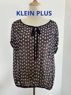 【KLEIN PLUS】シアー半袖ブラウス　ネイビー
