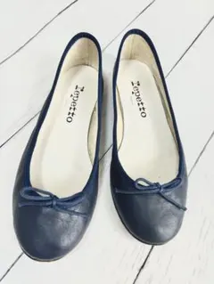 repetto サンドリオン バレエシューズ ネイビー 35 レザー フラット