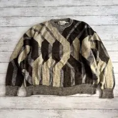 ヴィンテージLONDON FOG 幾何学柄ニット XL USA製 ウール混古着