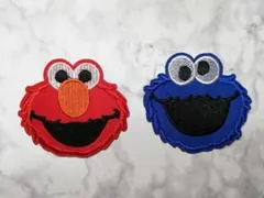 エルモ クッキーモンスター 刺繍 ワッペン アップリケ ハンドメイド