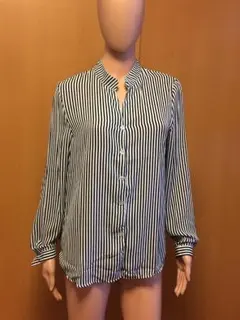 スキッパー ストライプ とろみブラウス