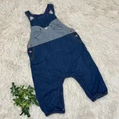 next baby ネコ　サロペット　オーバーオール　70cm デニム風