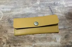 【姫路レザー】ハンドメイド 本革 マルチケース 山吹色