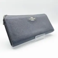 【COACH（コーチ）】長財布 L字ファスナー レザー ブラック ロゴ金具