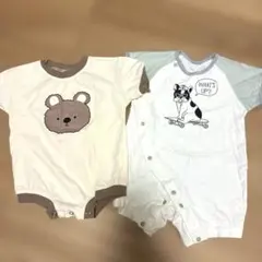 ロンパース2着セット クマと犬デザイン60-70