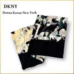 DKNY フラワープリント大判ストールスカーフ 黒ベージュ 秋冬羽織 冷房 日除のサムネイル