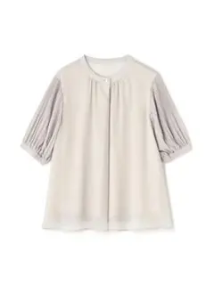 美品【ナチュラルビューティベーシック】 楊柳プリーツスリーブブラウス