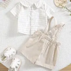 ベビー服 シャツ・オーバーオールセット 0-1M