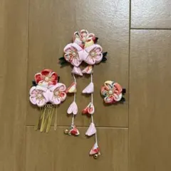 花モチーフ 髪飾り3点セット