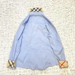 バーバリーロンドン　クリーニング済　長袖シャツ　青　ノバチェック　38 綿100