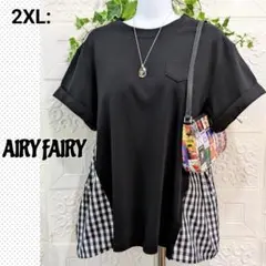 専用★3L：新品★Aライン トップス／AIRY FAIRY ★ストレッチ 黒