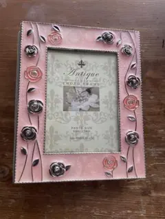 アンティークスタイル フォトフレーム ピンク バラ 89×127mm