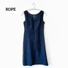 ROPE【S】ノースリーブワンピース ネイビー ひざ丈 綺麗めカジュアル 日本製