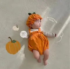 0900 80 ハロウィン かぼちゃ 女の子 男の子 子供 ロンパース コスプレ