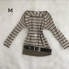 00s y2k ボーダー　薄手ニット　ウィッシュコア　フェアリー　リネン混