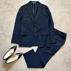 グリーンレーベルリラクシング ワークトリップ パンツスーツ 紺 S 通勤 就活