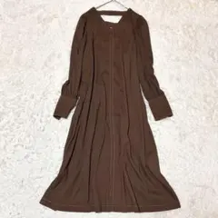 【美品】CORNERS 配色ステッチ ロングワンピ M ブラウン バックオープン