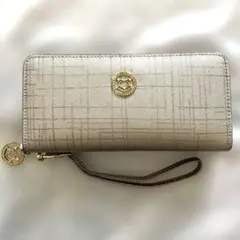 FOXER フォクシェー 長財布 ストラップ付 ゴールド ラウンドファスナー