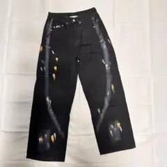 ペイントデザイン ワイドパンツ 黒