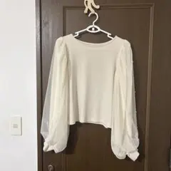 アイボリー バルーンスリーブ Tシャツ