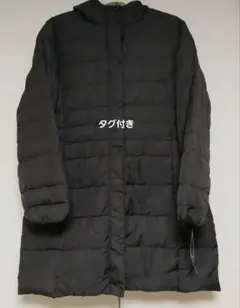 新品□シマダジュンコ　PART2 黒ダウンコート フード付き　L〜13号