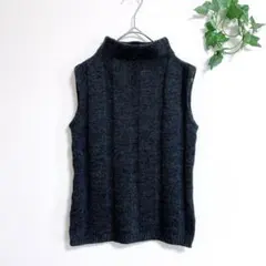 ＊クードシャンス＊ノースリーブニット ベスト リブ編み ダークグレー 日本38