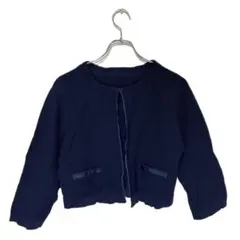 FABIA ファビア ノーカラー ニットジャケット ネイビー 紺 M 美品のサムネイル